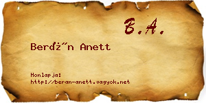 Berán Anett névjegykártya